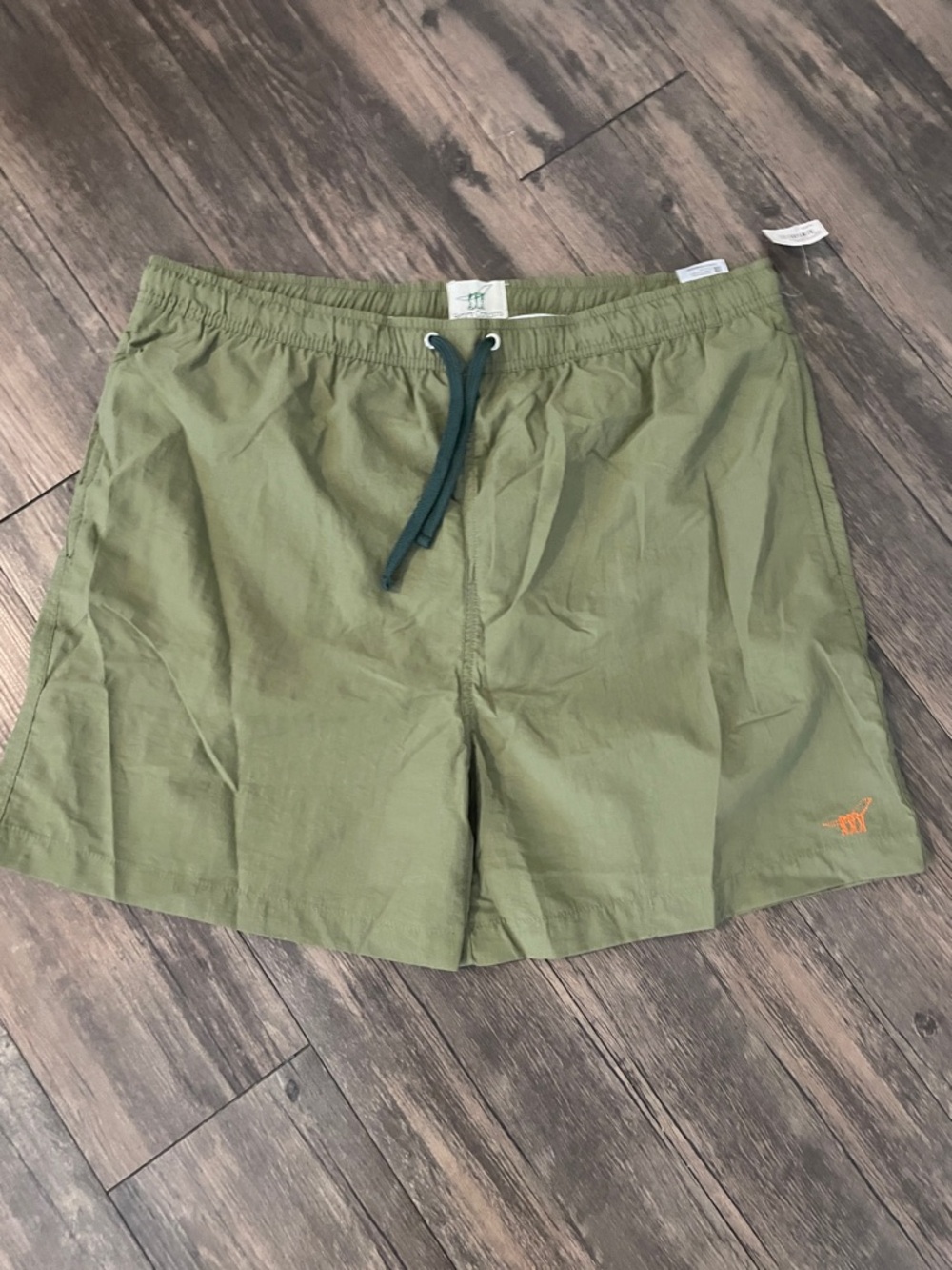 Henry Cotton's Olive Green Swim Shorts with Dark Green Drawstring